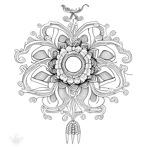 An intricate spinal column with delicate flowers intertwined tattoo design idea