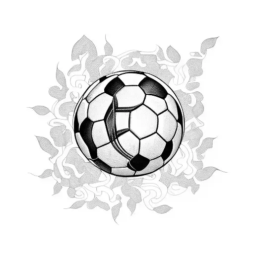 A soccer ball morphing into a plant vine, symbolizing growth and passion for the sport tattoo design idea