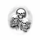 virign mary holding baby jesus but they are skeletons tattoo design idea