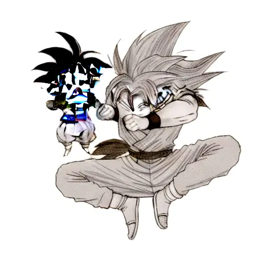 Goku with kid goku tattoo design idea