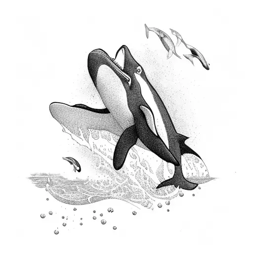 killer Whale with a rabbit tattoo design idea