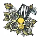 fan and lemons tattoo design idea