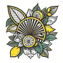 fan and lemons tattoo design idea