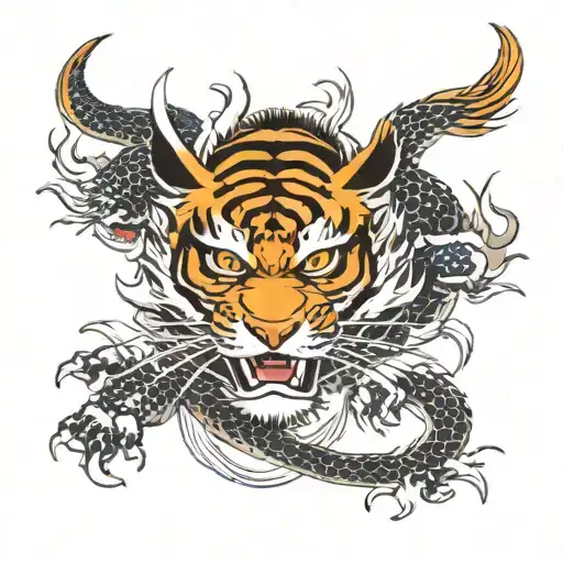 flying dragon with tiger head tattoo tattoo design idea