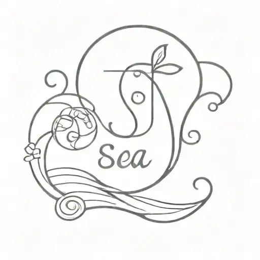 tranquility Sea Melody word tattoo design idea