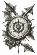 long arrow piercing a compass  tattoo design idea