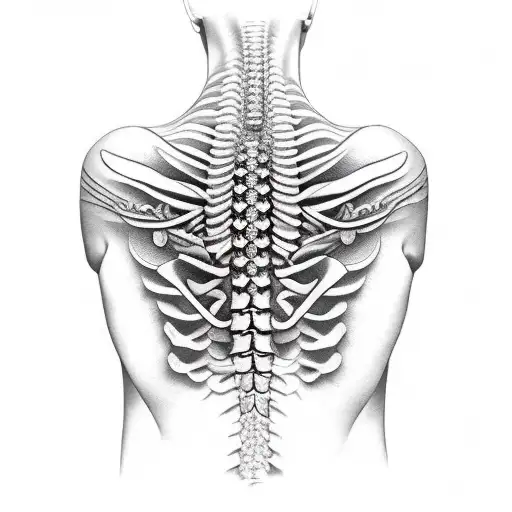 A spine with musical notes flowing along the vertebrae, symbolizing the harmony between music and chiropractic tattoo design idea
