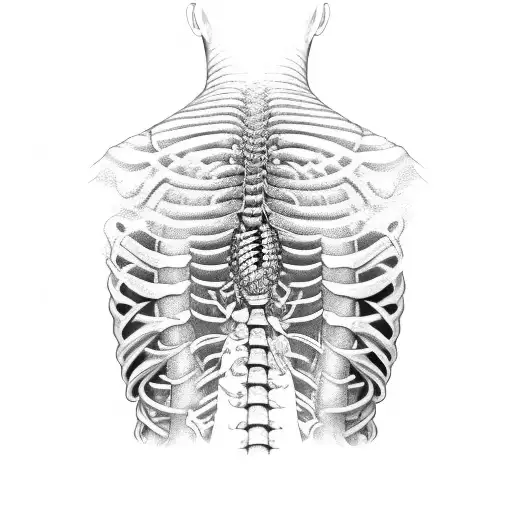 A spine with musical notes flowing along the vertebrae, symbolizing the harmony between music and chiropractic tattoo design idea