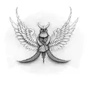 A chiropractic symbol (spine with wings) adorned with mardi gras colors and patterns tattoo design idea