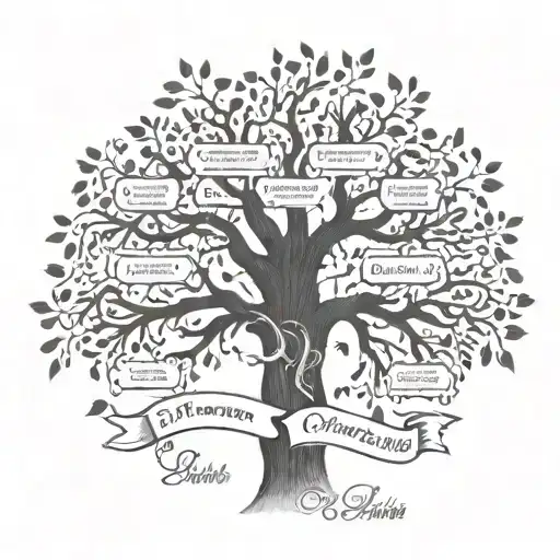 A family tree design with the names of your children and grandchildren incorporated into the branches tattoo design idea