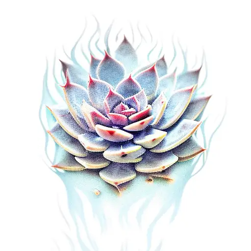 succulent watered with fire tattoo design idea
