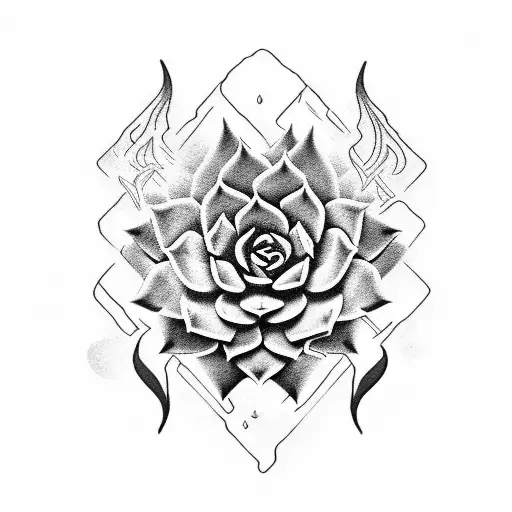 succulent watered with fire tattoo design idea