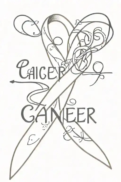cancer ribbon and taylor swift lyric tattoo design idea