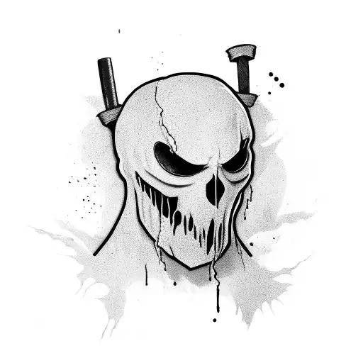 Ghostface with blood running down his mask and knife  tattoo design idea