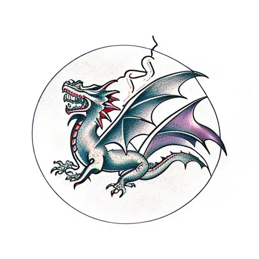 Dragon, lightning,shadows,books tattoo design idea