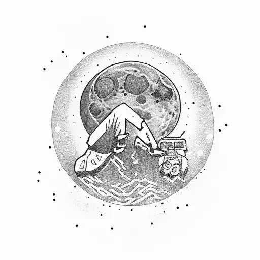 man on the moon tattoo design idea