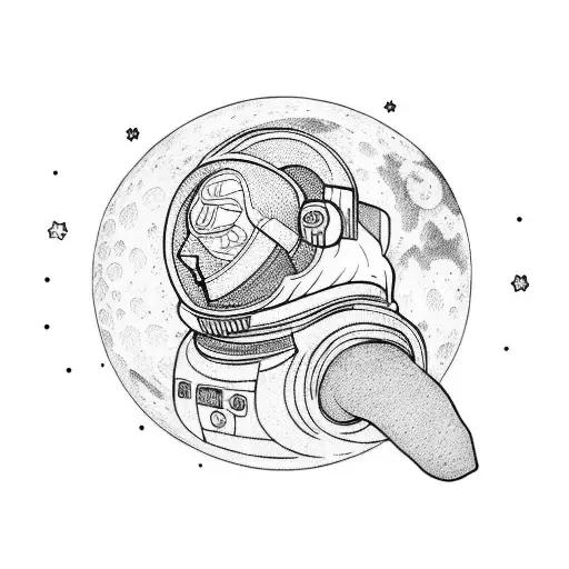 man on the moon tattoo design idea