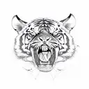 Tiger attack pose tattoo design idea