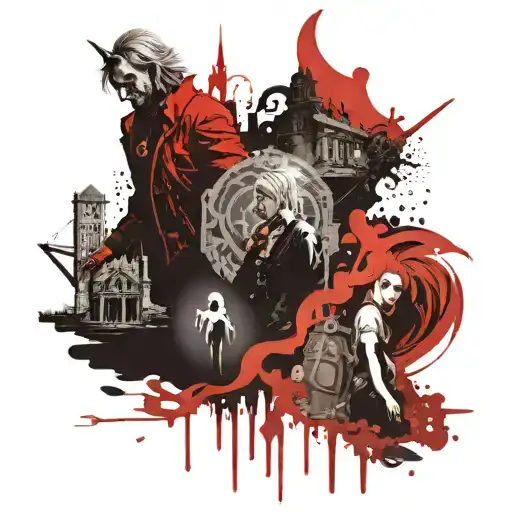 images from the labyrinth, practical magic, buffy the vampire slayer, supernatural, and bioshock, Silent hill2,witcher3  tattoo design idea