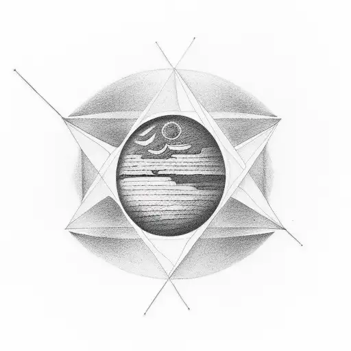 geometry and planets tattoo design idea