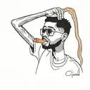 kid cudi drinking tattoo design idea