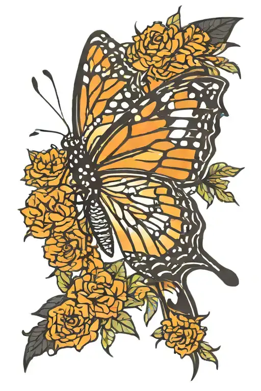 Monarch butterfly crow tattoo design idea