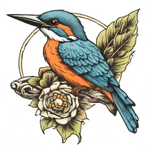 kingfisher with halo  tattoo design idea