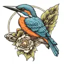 kingfisher with halo  tattoo design idea