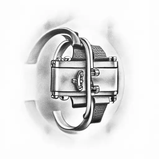 handcuffs and wristwatch tattoo design idea