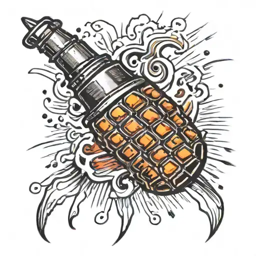 grenade exploding hand tattoo design idea