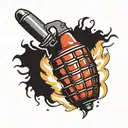 grenade exploding tattoo design idea