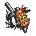 grenade exploding tattoo design idea