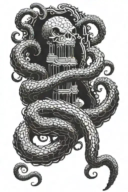 Kraken tentacle wrapped tattoo design idea