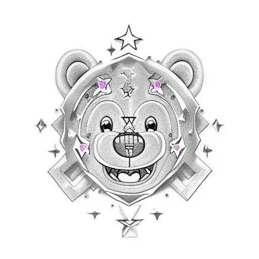 care bear with star tattoo design idea