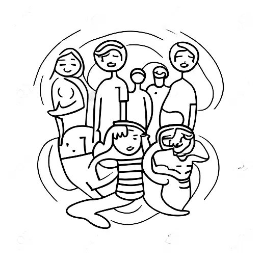 A minimalist tattoo of a group of friends holding hands in a circle tattoo design idea