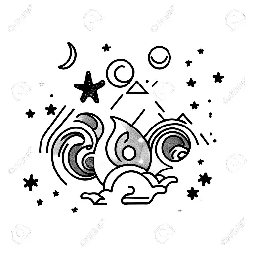 A minimalist tattoo of a moonlit beach scene, with waves crashing and stars shining above, capturing the beauty of nature and the night sky. tattoo design idea