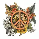  the words 'peace,prosperity,protect,god'in japanese on my back tattoo design idea