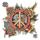  the words 'peace,prosperity,protect,god'in japanese on my back tattoo design idea