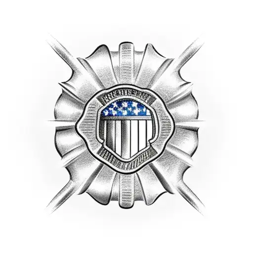Firefighter helmet with an American flag design tattoo design idea