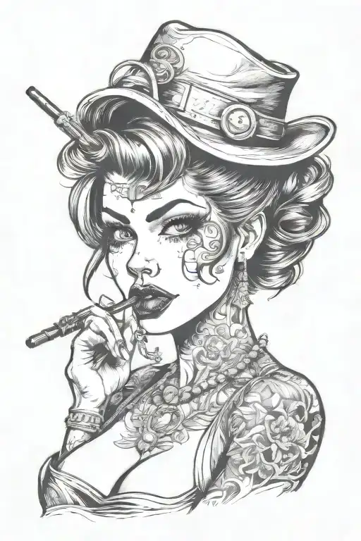 sexy gangster girl with sucker   tattoo design idea