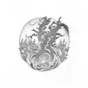 full sleave, with meaning of power independence and welth tattoo design idea