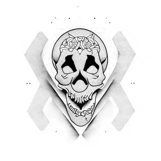 torii skull tattoo design idea