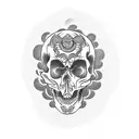 torii skull tattoo design idea