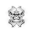 torii gate with a skull tattoo design idea