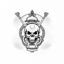 torii gate with a skull tattoo design idea