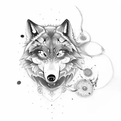 mandala angry wolf tattoo design idea