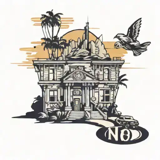 great finance hollywood sign tattoo design idea