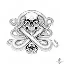 skull and snake and dagger  tattoo design idea