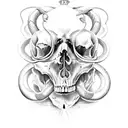 skull and snake and dagger  tattoo design idea