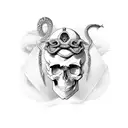 skull and snake and dagger  tattoo design idea